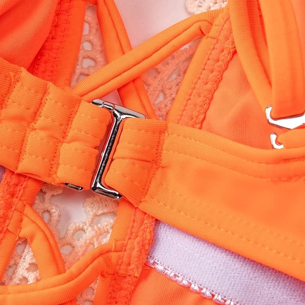 Orange dream women's sz L one-piece bathing suit, lace, super cute! 🌴 - Picture 6 of 11